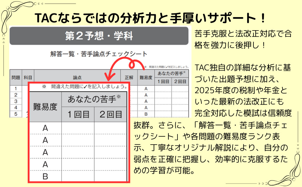 25-26年本試験をあてる TAC直前予想模試 FP技能士2級・AFP｜TAC